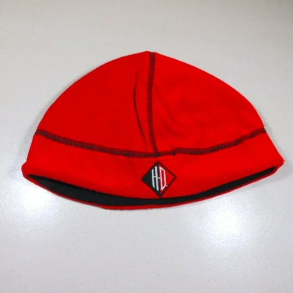 Harley Davidson mens red an black reversible fleece motorcycle beanie - Picture 3 of 4